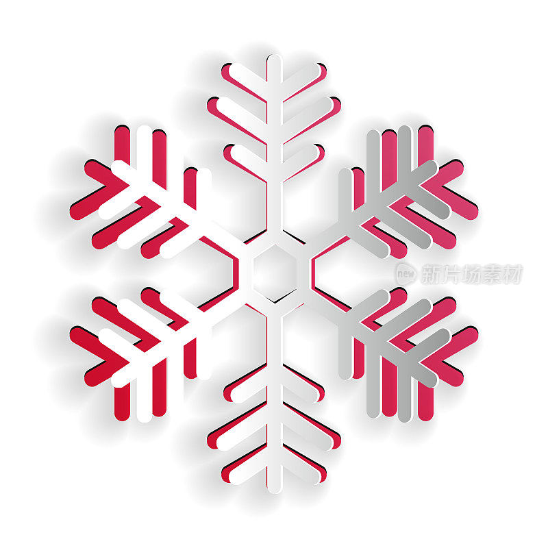 Paper cut Snowflake icon isolated on white background. Paper art style. Vector